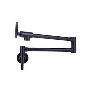 Wall Mount Contemporary Pot Filler with 2-Handle in Matte Black