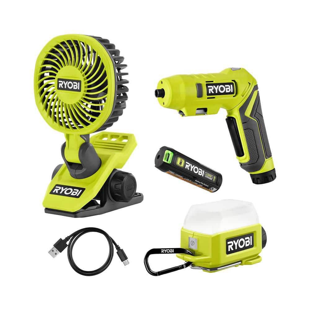 RYOBI USB Lithium Cordless 3-Tool Combo Kit with USB Lithium 2 Ah ...