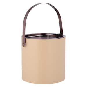 Barcelona 3 qt. Beige Ice Bucket with Oil Rubbed Bronze Arch Handle and Bridge Cover