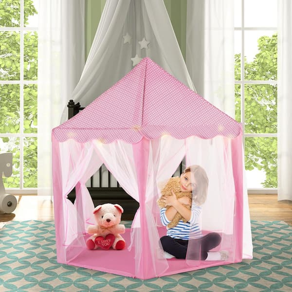Outdoor and Indoor Princess Castle Tent Pink Huge Size LED START Light in USA 