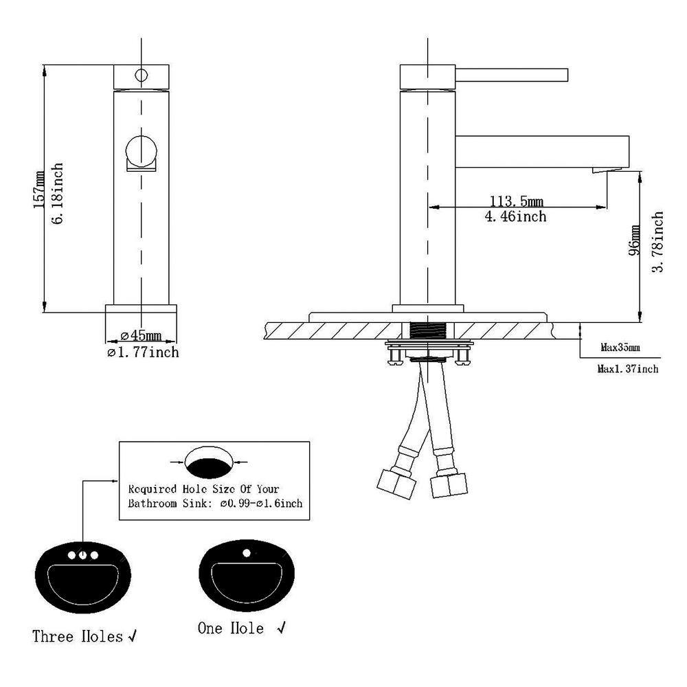 Matte Black Single Handle Brass Bathroom Faucet