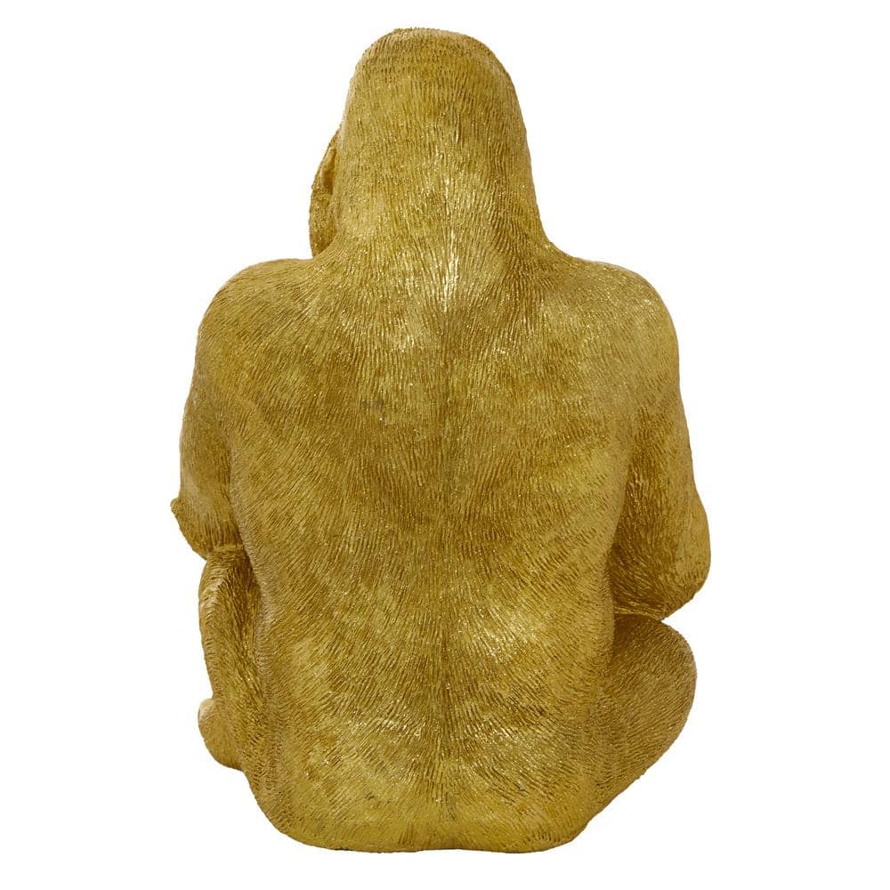 15" Gold Polystone Gorilla Decorative Sculpture
