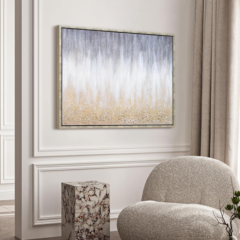 Golden Cascade Textured Glitter Hand Painted Canvas Wall Art, 30" x 40"