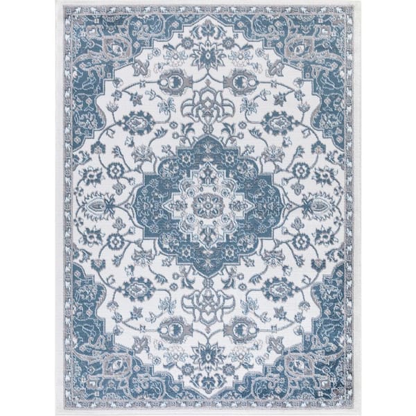 Madison Collection Royal Medallion Ivory 7 ft. x 9 ft. Area Rug