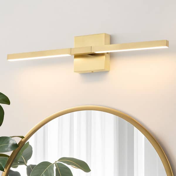 Modern 23.6 in. 2-Light Gold LED Vanity Light Bar with 360° Rotation 24W Bathroom Vanity Light