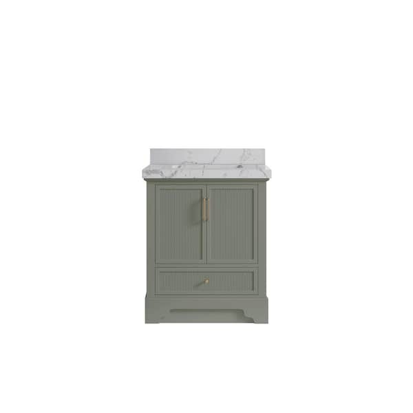 Willow Collections Alys 30 in. W x 22 in. D x 36 in. H Single Sink Bath Vanity Center in Evergreen with 2 in. Venatino Qt. Top