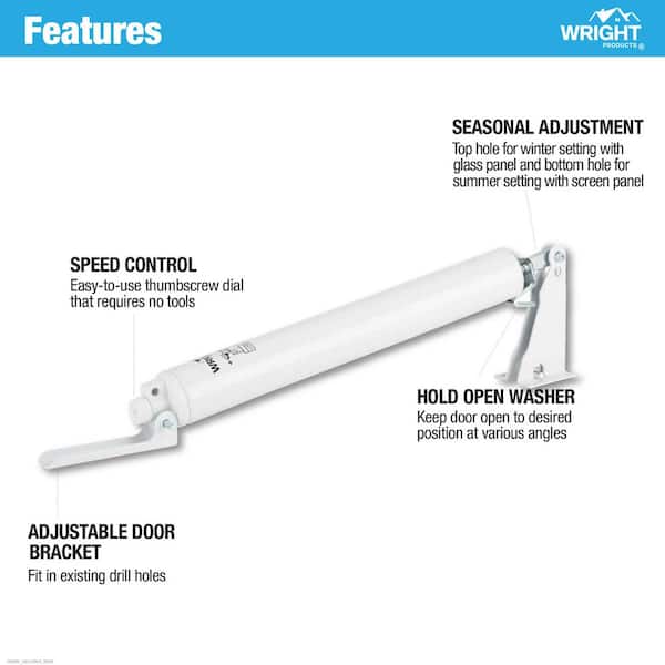 Wright Products Pneumatic Closer w/ TS, Standard Duty, White