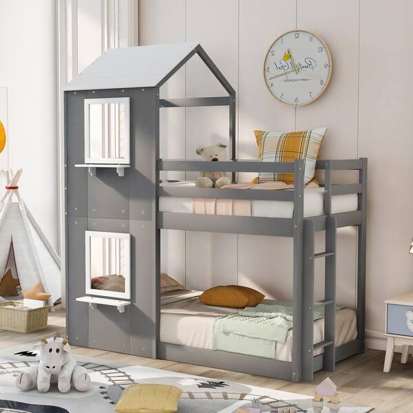 Eer Gray Twin Over Full King, Full King Bunk Beds