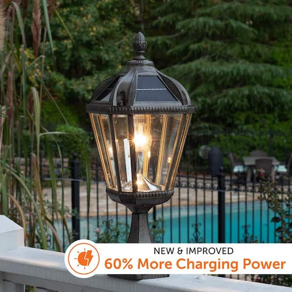 Royal Bulb Series Outdoor Weathered Bronze Integrated LED Solar Powered Post Light on Pier Base Royal Bulb Series Outdoor Weathered Bronze Integrated LED Solar Powered Post Light on Pier Base
