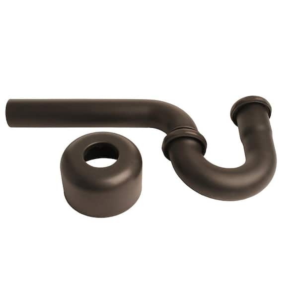 1-1/2 in. x 1 ft. Brass P-Trap Pipe with High Box Flange in Oil Rubbed Bronze