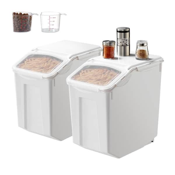 Rice Storage Container, 4.5Gal./20L x2 Capacity Large Dog Food Dispenser Bin, Kitchen Ingredient Grain Cereal Flour Bin