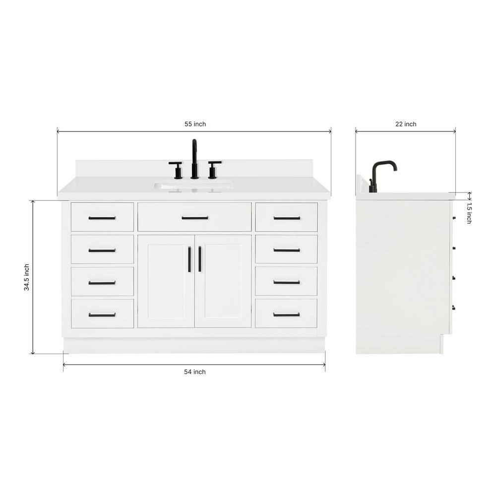 Hepburn 55" White Freestanding Single Basin Vanity Set