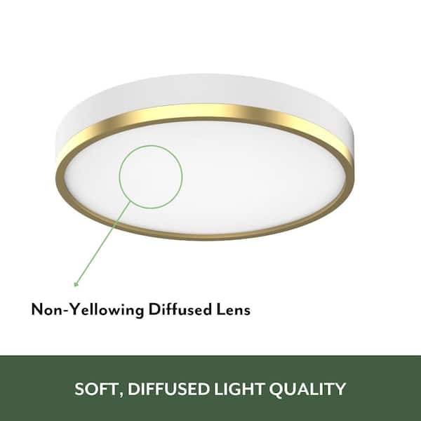 ETI LIGHTING GATSBY 13 in. White Art Deco Style Round LED Flush