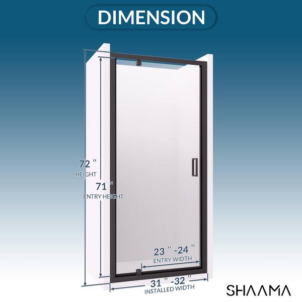 SHAAMA 31 to 32 in. W x 72 in. H Pivot Framed Swing Shower