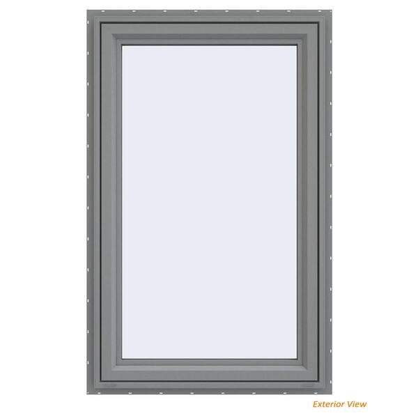 JELD-WEN 29.5 in. x 47.5 in. V-4500 Series Gray Painted Vinyl Left-Handed Casement Window with Fiberglass Mesh Screen