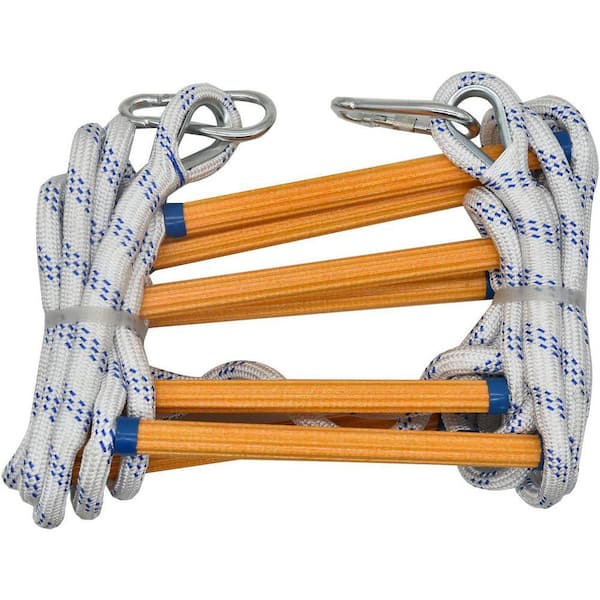 16 ft. 2-Story Fire Escape Ladder Lightweight with Widen Feet, Reusable Anti-Slip Design for Emergencies 2000 lbs.