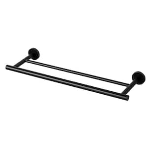 20 in. Stainless Steel Double Towel Bars for Bathroom, Wall Mount Towel Holder in Matte Black