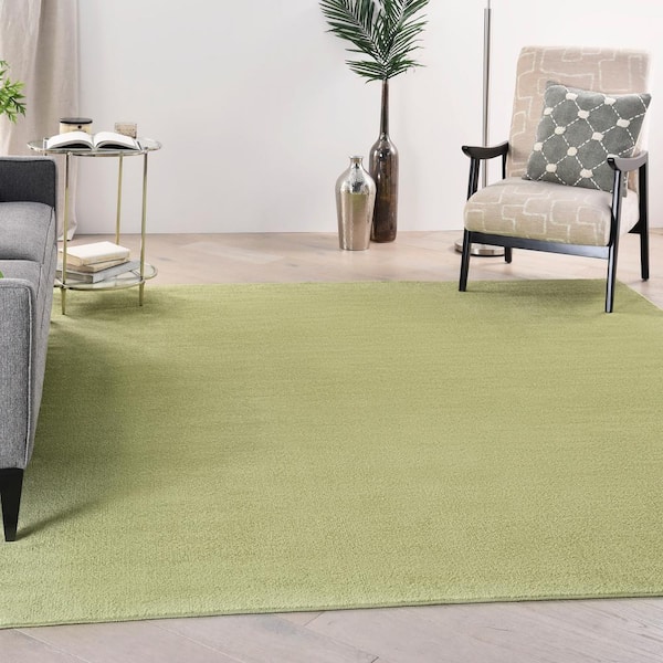 Essentials 9 ft. x 9 ft. Green Square Solid Indoor/Outdoor Patio Area Rug