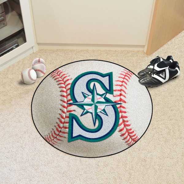 MLB Seattle Mariners Baseball Logo Glass Framed Panel