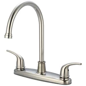 Double Handle Standard Kitchen Faucet in Brushed Nickel