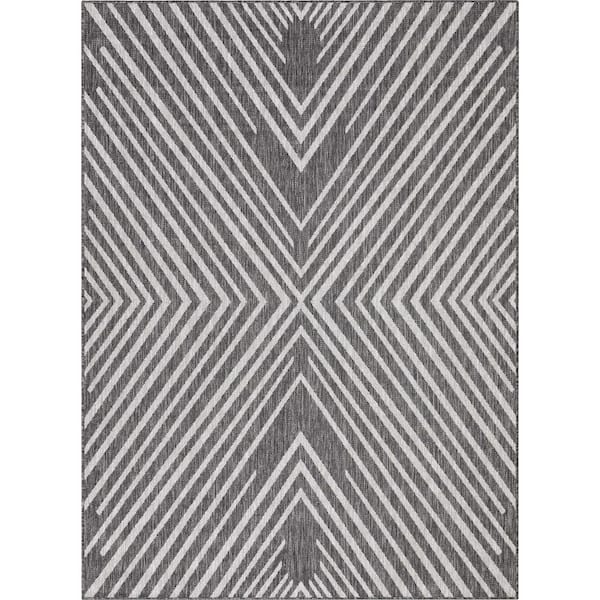 Well Woven Medusa Kesia Grey 7 ft. 10 in. x 9 ft. 10 in. Indoor/Outdoor Area Rug