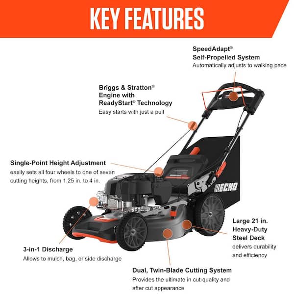 21 in. 190 cc Briggs and Stratton Gas 3-in-1 Dual Blade RWD Self-Propelled Lawn Mower with Single Lever Deck Adjustment