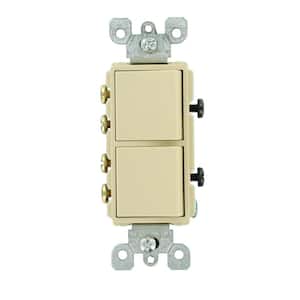 15 Amp Decora Commercial Grade Combination Two 3-Way Rocker Switches, Ivory