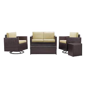 Palm Harbor 5-Piece Wicker Patio Outdoor Conversation Set with Sand Cushions