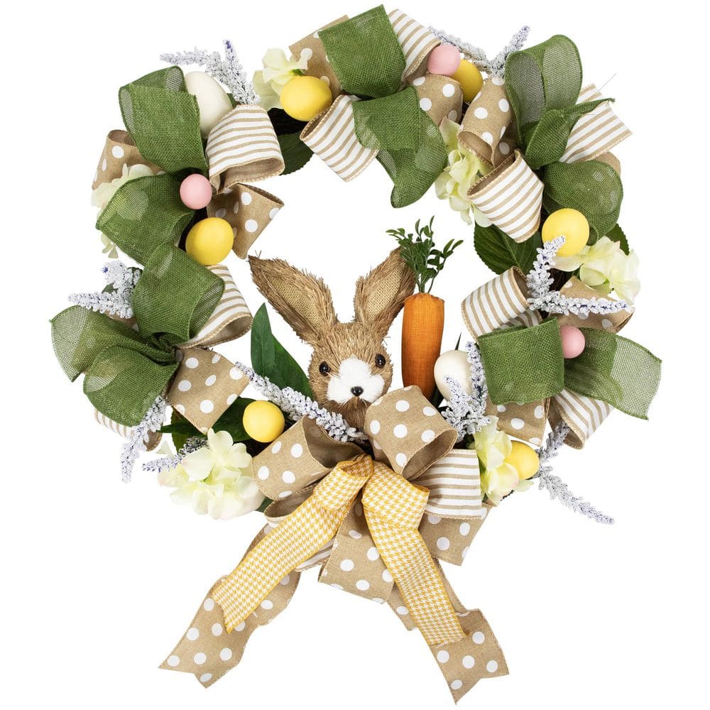 22 in.-Green and Beige Bunny and Bows Floral Artificial Easter Wreath-Unlit price history on PriceWatchPro
