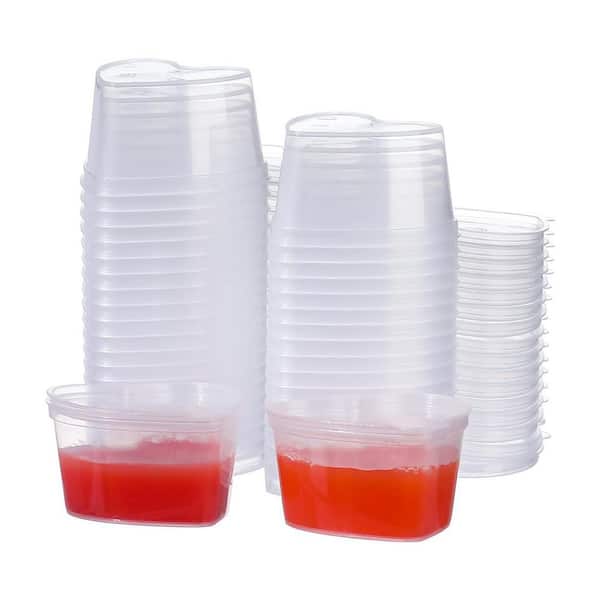 LAIFUCAM Clear Heart Shaped Plastic Food Storage Portion Cup Lid for 1. 5 oz. Condiment Sauce Souffle Portion Containers 50-Pack