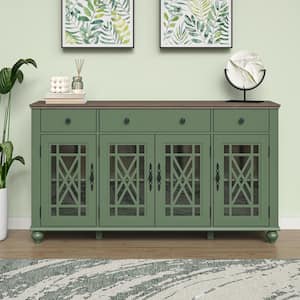 Vintage Green 63 in. W Storage Buffet Sideboard with Adjustable Shelves and Drawers