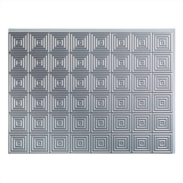 Fasade 18.25 in. x 24.25 in. Argent Silver Miniquattro PVC Decorative Backsplash Panel