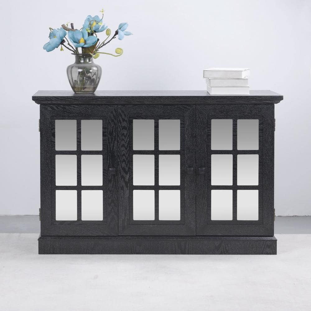 Black 28.94 in. Accent Cabinet Office Storage Cabinet with 3 Adjustable Shelves and Mirrored Acrylic Doors price history on PriceWatchPro