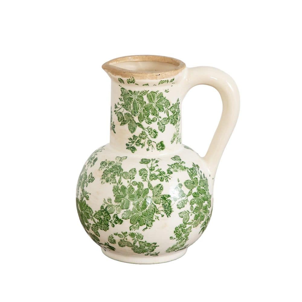 9 in. Floral Tuscan Ceramic Green Scroll Jar price history on PriceWatchPro