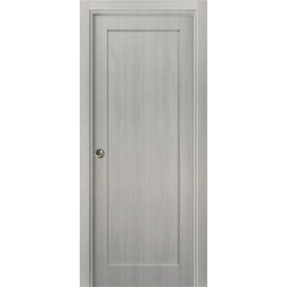 18 in. x 84 in. 1 Panel Gray Ash Finished MDF Sliding Door with Hardware price history on PriceWatchPro