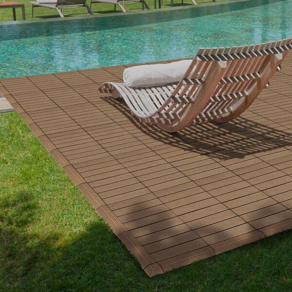 CREATIVE SURFACES 3 in. x 12 in. Composite Deck Tile Edge Trim in Sable (4-Pieces Per Box)