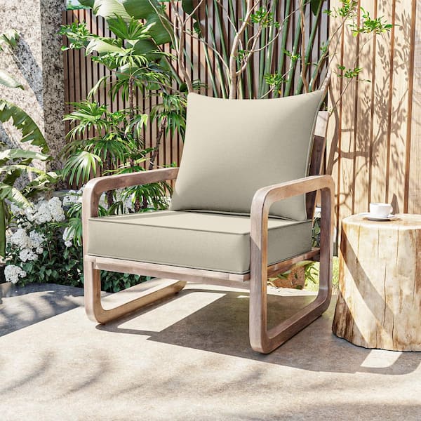 22 in. x 22 in. x 4 in. Square Outdoor Deep Seating Cushion Set Seat and Back Cushion for Lounge Chair Cream