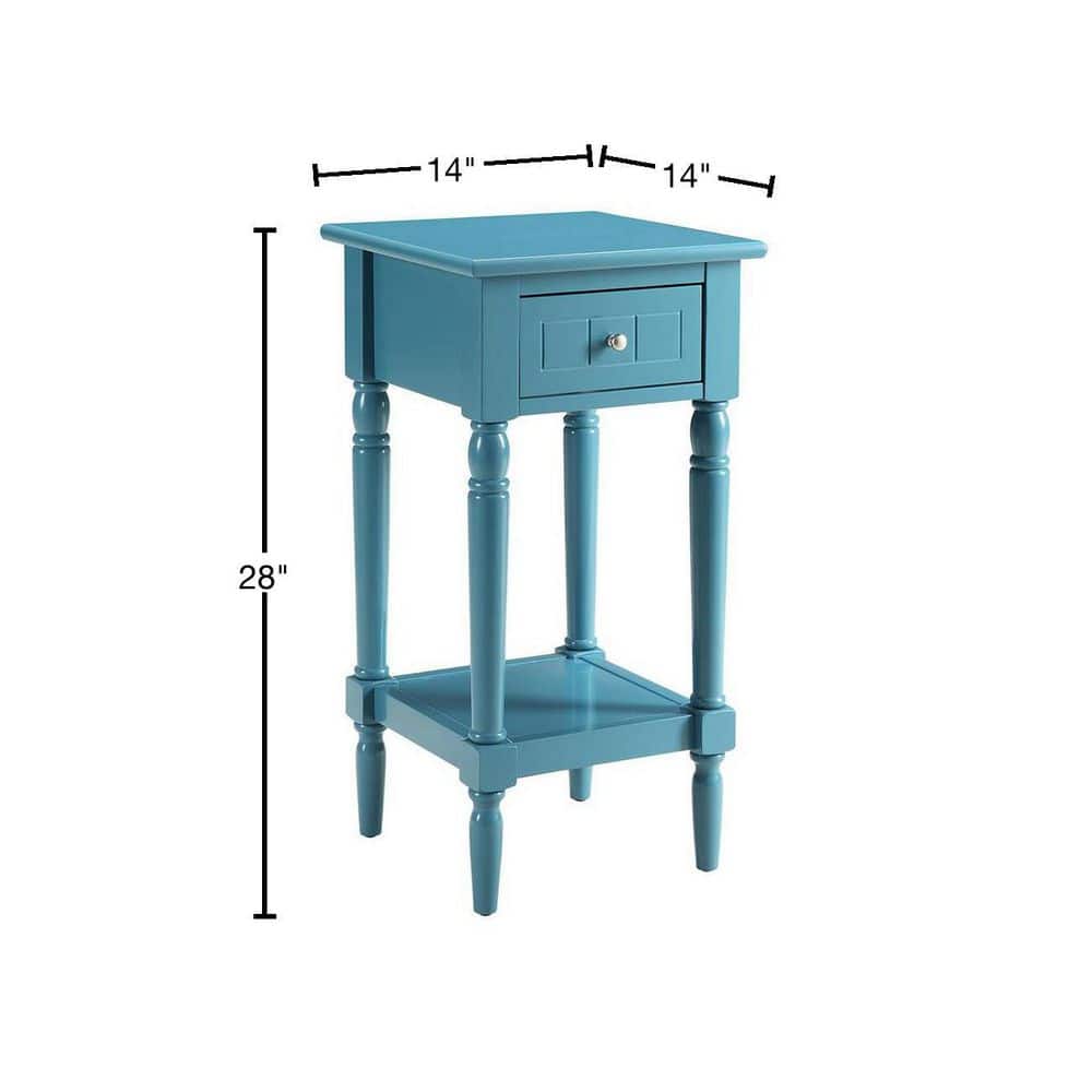 Cobalt Blue Wood Rectangular Accent Table with Storage