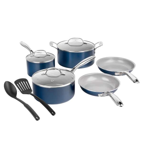  Member Mark 11 Piece Modern Ceramic Cookware Set With Smart  Kitchen Tools Set (Assorted Colors) (Gray): Home & Kitchen