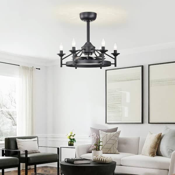 Heritage 21 in. 6-Light Indoor Black Industrial Metal Ceiling Fan Included Smart Remote