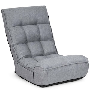 4-Position Floor Folding Lazy Sofa Gray Trunk w/Adjustable Backrest&Headrest 23.5'' x(30''-44'') x(25''-31'') Cotton