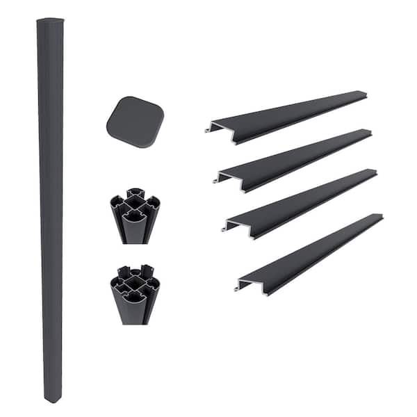 Ultra Easy Fencing 6 ft. x 6 ft. Gray Aluminum Ground Install Fence Post Kit for Composite Fence Panel
