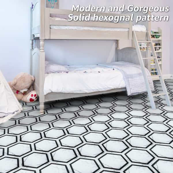 White Marble Look 6 mil 10.8 in. x 10.2 in. Water Resistant Peel and Stick Vinyl Tile Flooring (50 sq. ft./Box)