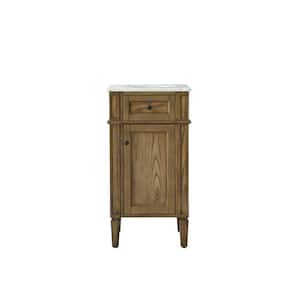 Simply Living 18 in. W x 19 in. D x 35 in. H Bath Vanity in Driftwood with Carrara White Marble Top