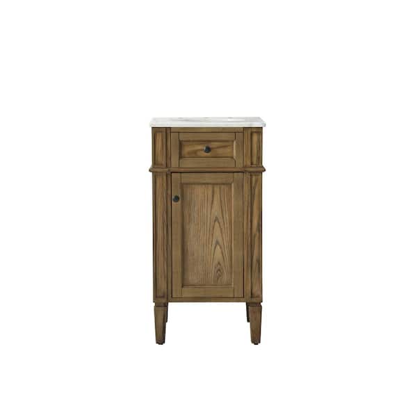 Unbranded Simply Living 18 in. W x 19 in. D x 35 in. H Bath Vanity in Driftwood with Carrara White Marble Top