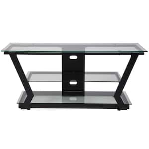 47 in. Black Composite TV Stand Fits TVs Up to 45 in. with Glass Shelves