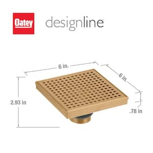 Designline 6 in. x 6 in. Stainless Steel Square Shower Drain with Square Pattern Drain Cover in Champagne Bronze