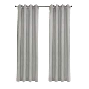 Corsica Grey Polyester Jacquard 52 in. W x 108 in. L Grommet Indoor Light Filtering Curtain (Single Panel)