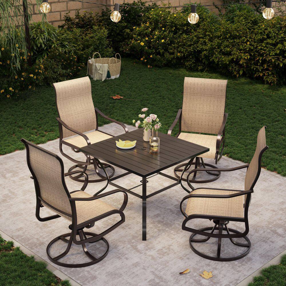 Brown Swivel Textilene Outdoor Dining Chair Set Of 4 price history on PriceWatchPro