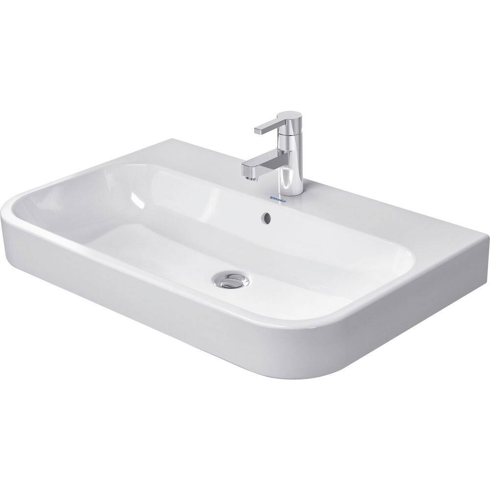 Happy D.2 White Ceramic 32" Wall Mount Bathroom Sink
